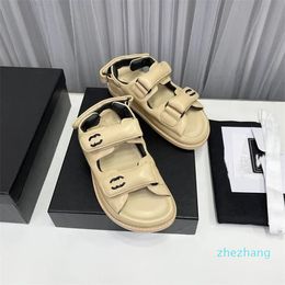 2023 Sandals High Quality Cowhide Sandal Candy Colour Flats Shoes Women's Designer Slipper Flat Bottom Comfort Sand Beach fashion versatile