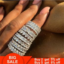 Romantic Eternity Band Promise ring 925 Sterling silver AAAAA cz Engagement Wedding Rings for women Men Statement Party Jewellery