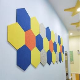 3D Hexagon Self-adhesive Wall Stickers Sound Proof Panel Study Meeting Room Nursery Wall Decor Felt Colourful Mural Ornament