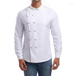 Men's Casual Shirts Men's Long-sleeved Shirt High-quality Interior Diagonal Placket Double-breasted Slim Fashionable