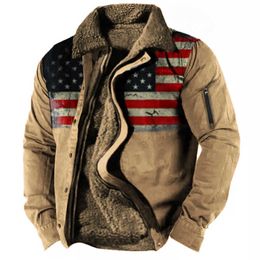 Oversized men's Flag of the United States printed zipper tactical shirt leather jackets brand new men styles jaqueta motorcycle jacket