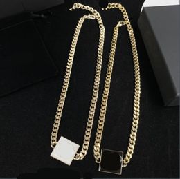 Pendant Necklaces High quality designer black and white block resin necklace for popular Jewellery in Europe and America