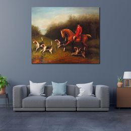 Horses Hunting Canvas Art Fox Hunting Heywood Hardy Painting Handmade Landscape High Quality
