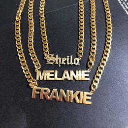 Pendant Necklaces DOREMI 5mm Cuban Personalized Custom Name Neckle for Women Stainless Customized Nameplate Neckle Numbers Girl Kids Handmade J230620