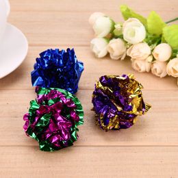 Cat Toy Mylar Balls Colorful Ring Paper Shiny Crinkly Balls Cats Sound Toys