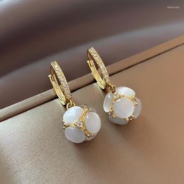 Dangle Earrings French Fashion Design Sense Luxury High Quality Geometry Opals Ball Business Banquet Gifts Wedding Women Jewelry 2023