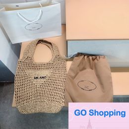 Tote Straw practical Beach Bags Wine Coconut Fiber Knitting Handbag Women Shoulder Bag High Quality 5A Shopping Bucket Bags Embroidered Letters Totes