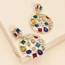 Dangle Earrings HYSECMAO Luxury Shining Big Gold Round Metal Drop High-Quality Colorful Crystal Beads Earring For Women Fashion Jewelry