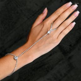 Charm Bracelets Stonefans Boho Rhinestone Finger Chain Jewellery For Women Summer Simple Crystal Slave Bridal Wedding Bangle