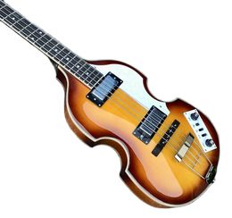 Rare 4 Strings Hofner McCartney BB2 Violin Guitar Honey Sunburst Electric Bass Guitar Pearl Pickgaurd 2 511B Staple Pickups Chrome Hardware