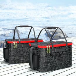 Fishing Accessories Tools Foldable Live Fish Bucket EVA Sealing Waterproof Bag Outdoor Angling Tank Box 230619