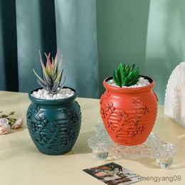Planters Pots Creative dry-wet flower arrangement container plastic hydroponic vase imitation porcelain imitation glaze succulent flowerpot R230620