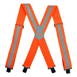 Other Fashion Accessories Melo Tough Reflective Safety Suspenders|Work Suspenders with Hi Viz Orange Strip Hold Up Tool Belt 230619