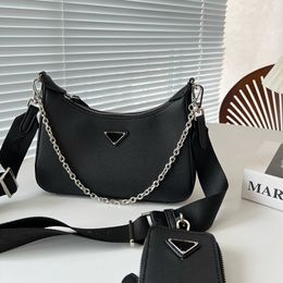 Womens Crossbody Bags Designer Shoulder Bag Cross Pattern Fashion Silver Chain Totes Handbags Nylon Shoulder Strap Fashion Woman Cross Body