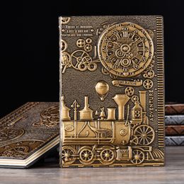 Notepads European Retro Thick Leather Engraving Embossed Notebook Handmade Hardcover PU Notepad A5 Bronze Silver Diary 21.5x14.5cm 230620