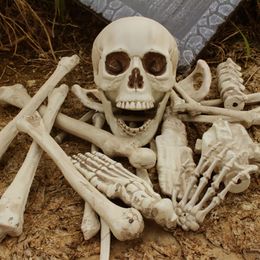 Other Event Party Supplies Behogar 19pcs Scary Artificial Resin Human Skeletons Broken Bone Skull for Haunted Home Halloween Party Props Decoration 230619