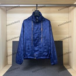 xinxinbuy Men designer Coat Jacket Paris Double letter jacquard Ribbon long sleeve women blue black white S-2XL