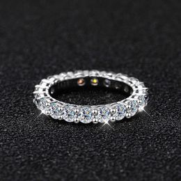 حلقات الفرقة Cosya 22 CT Full Moissanite Row Rings for Women 925 Sterling Silver D White Gold Diamond Rings Eternity Wedding Jewelry AA230417