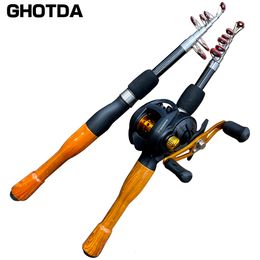 Rod Reel Combo Multifunctional Fishing Gear Set 1.3m 1.6m 1.8m Carbon Fiber Rotating Telescopic Fishing Rod and Reel LeftRight 230619