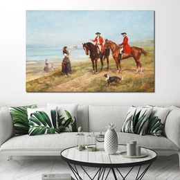 High Quality Canvas Art Reproduction of Heywood Hardy A Pause for Refreshment Hunting Landscape Painting Hand Painted