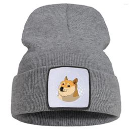 Berets Dog Funny Cute Printed Solid Color Unisex Cap Cartoon Warm Winter Caps Simple Knitted Creative Quality