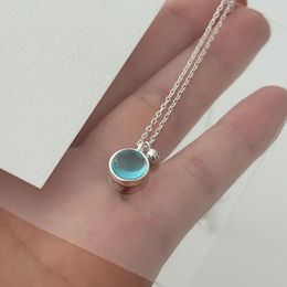 Pendant Necklaces 2023 Women's Neck Chain Fashion Blue Circular Necklace For Girls Party Wedding Birthday Evening Gathering Jewelry
