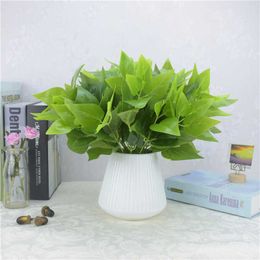 Dried Flowers Cheap artificial plants mixed with DIY wedding wall decoration green leaves flowers plastic fake potted