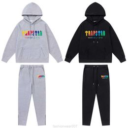 Designer Fashion Clothing Mens Tracksuits Hoodies Trapstar Rainbow Scarf Embroidery Plush Hoodie Closure Zipper Pants Casual Pants Hoodie Suit Fashion Rock Hip ho