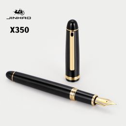 Fountain Pens Jinhao X350 Fountain Pen Elegant Black Gold Clip Fine Medium Nib for Writing Signature Office Business School F7345 230620