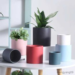 Planters Pots Ceramic Flowerpot Round Color Creative European Green Pot Flower Ware Simple Personality Home Set Tray Flowerpot Indoor Planter R230620