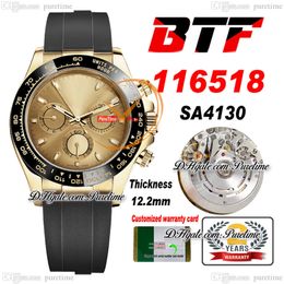 BTF Better SA4130 Automatic Chronograph Mens Watch 904L Steel Yellow Gold Black Ceramic Bezel Champagne Dial Oysterflex Rubber Super Edition Reloj Hombre Puretime