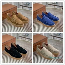 2023-Flat Couples shoes Summer Walk Charms suede loafers Moccasins Unisex Luxury Designer Genuine Leather Casual Dress shoes factory footwear Size 35-45