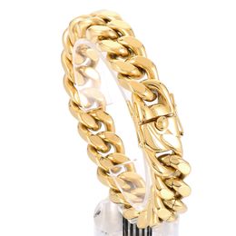 Silver/ Gold/ Black Mens Bracelet Stainless Steel Cuban Curb Link Chain Bangle Fashion Cool Jewellery For Mens Women Smooth 13mm 8.5inch