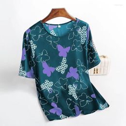 Women's T Shirts Printed Ice Silk Spun Fabric Opaque Striped Flowers Small Maternity Dresses