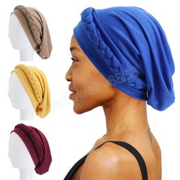 Muslim Braided Turban Bohemian Stretch Headwrap For Woman Islamic Bandana Hijab Female Turban Hair Accessories Turbante Mujer