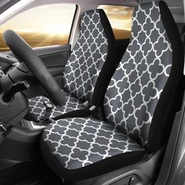 Car Seat Covers Quatrefoil Set Dark Gray And White Pattern Moroccan Design Universal Fit For Bucket Seats Grey Accessories