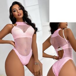 Sexy Pyjamas Lingerie Swim Suit Cover Up Fishent Hollow Out Mesh See through Women Bodysuit Transparent Nightdress Beachwer 1045 230620