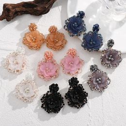Dangle Earrings Lifefontier Handmade Transparent Crystal Beaded Flower Drop For Women Fashion Pendant Wedding Earring Charm Jewelry