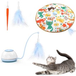 Automatic 360 Rotating Interactive Pet Toy For Cat Electric Cat Toy Plate Motion Undercover Mouse Fabric Moving Feather Supplies