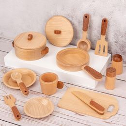 Kitchens Play Food Children's Natural Wood Colour Preschool Toys Fruits And Vegetables Simulation Play House Kitchenware Cognitive Wooden Toys Gifts 230619