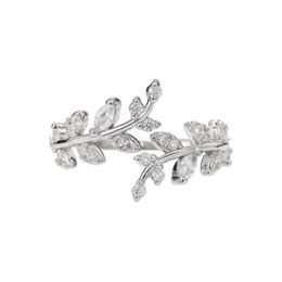 Wedding Rings Stylish Leaf Finger Ring For Women Dazzling Zirconia Jewellery Gift Delicate Design Fresh Style Accessories Daily Drop De Dhsah