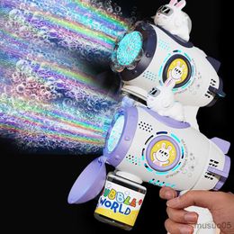 Sand Play Water Fun Gun Rocket Soap Bubbles Machine Christmas Gift Gun Shape Automatic Blower With Light Toys For Kids R230620