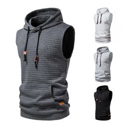 Men's Tank Tops Mens Sleeveless Hoodies Fashion Casual Zipper Hooded Sweatshirt Men bodybuilding tank top sporting Shirt waistcoat vest gym 230619