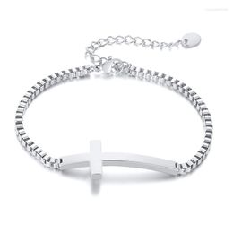 Charm Bracelets Fashion Link Chain Cross Bracelet Stainless Steel Women's Adjustable Bangle With Box Wristband Jewellery Girl's Gift