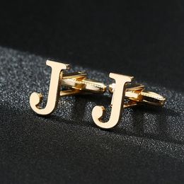 Quality Foreign Trade Exclusive Gold 26 English Letters Glossy Men's Cufflink Factory Wholesale Creative French Shirt Cufflinks