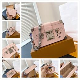 Women trunk bag fashion shoulder bags designer mini square box leather handbags old flower classical handbags crossbody high quality purses make up bag shopping bag