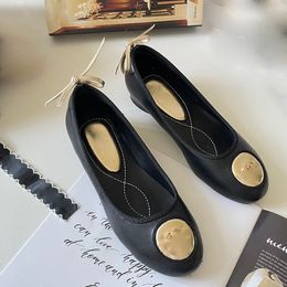 Scarpe abiti da donna Slip su mocassini classici Ballet morbido nero da ballo da donna con scarpa casual con fibbia dorata per ragazze infradito a infradito sandali pantofole muli