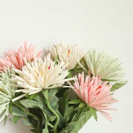 Dried Flowers Imitation Single-head Flocked Home decoration Top Grade Artificial Flower Wedding DIY Wreath Sheets Handicrafts