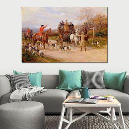 Hunting Landscape Canvas Art A Narrow Miss at The Crossroads Heywood Hardy Oil Painting Reproduction Hand Painted High Quality