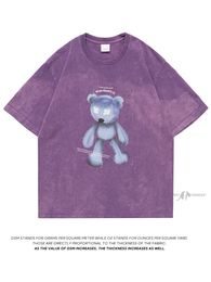 Mens TShirts Privathinker 260GSM Bear Tie Dye Tshirt Vintage High Quality T Shirt Baggy Streetwear Acid Washed Top TShirt Tees 230620